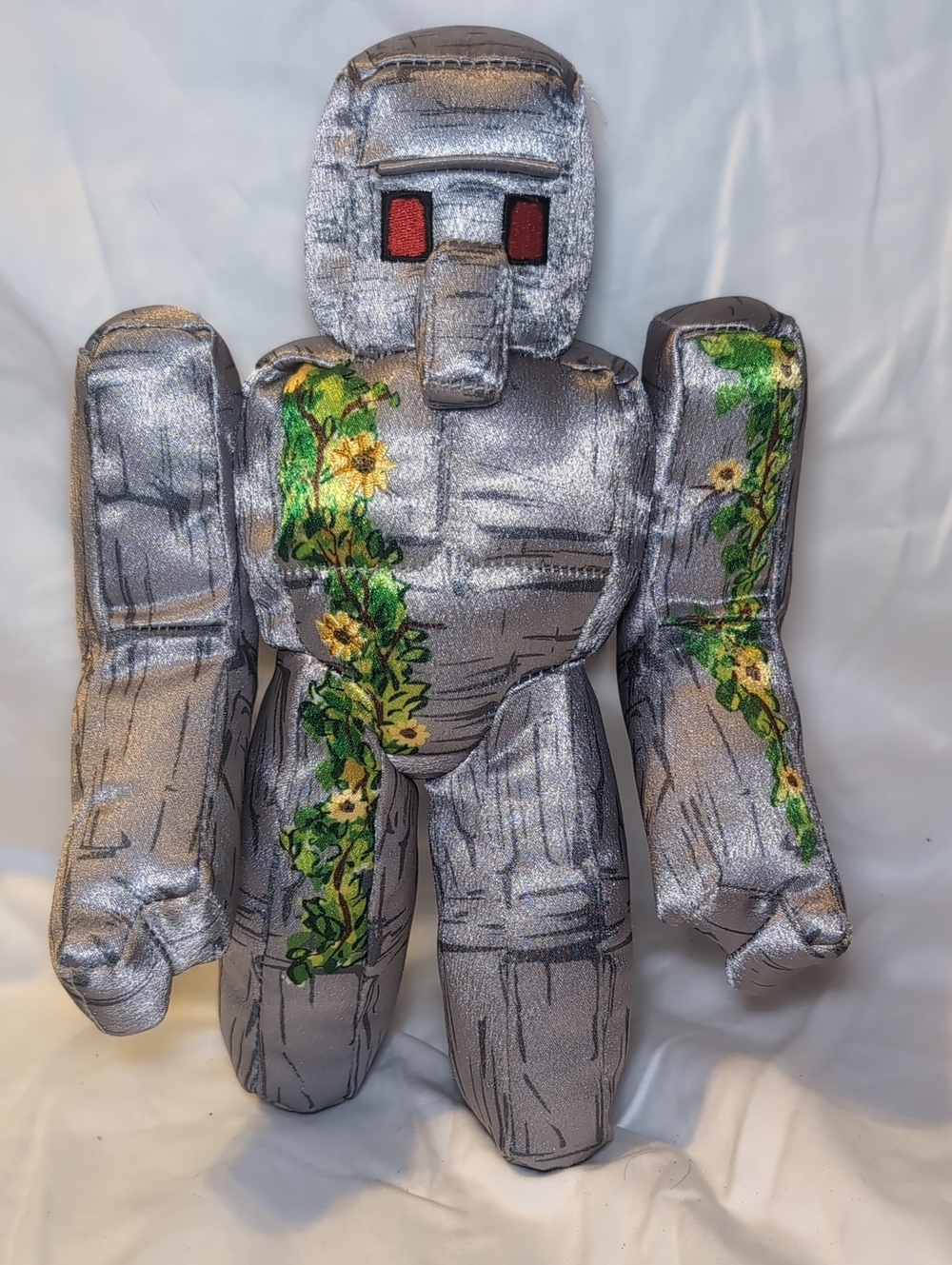 Minecraft Movie Iron Golem Plush Movie Stuffed Toy Figure Silver Metal Form 10"